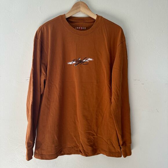 Air Jordan Flights Essentials Long Sleeve Camel Orange Brown Size Medium - Picture 2 of 10